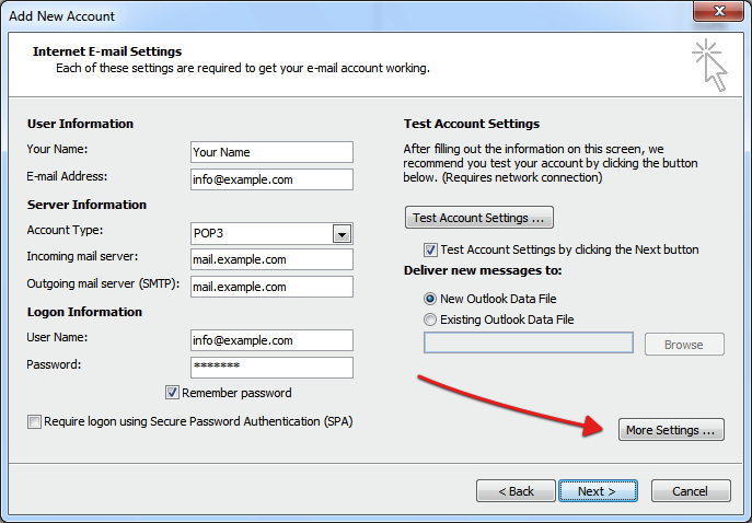 Configure Webmail in outlook